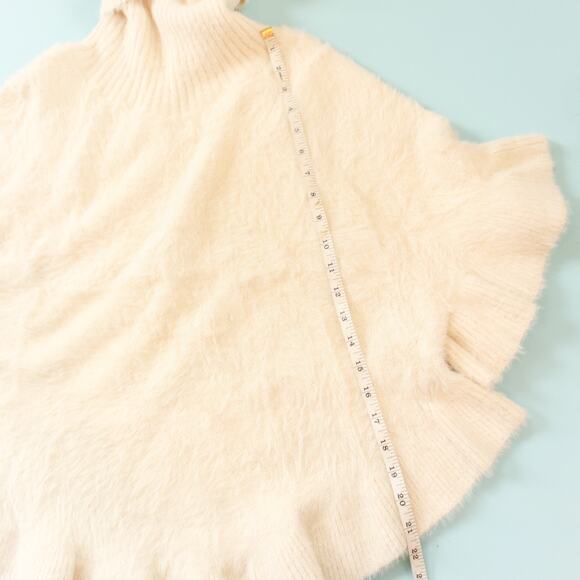 Anthropologie Akemi Kin Turtleneck Soft Knit Ruffle Hem Poncho Sweater One Size - Picture 5 of 7